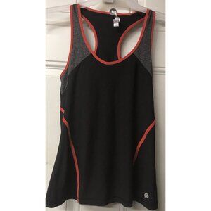 Athletica Objet d'art Scoop Neck Tank Top Racerback Sz L Black Red Grey EUC